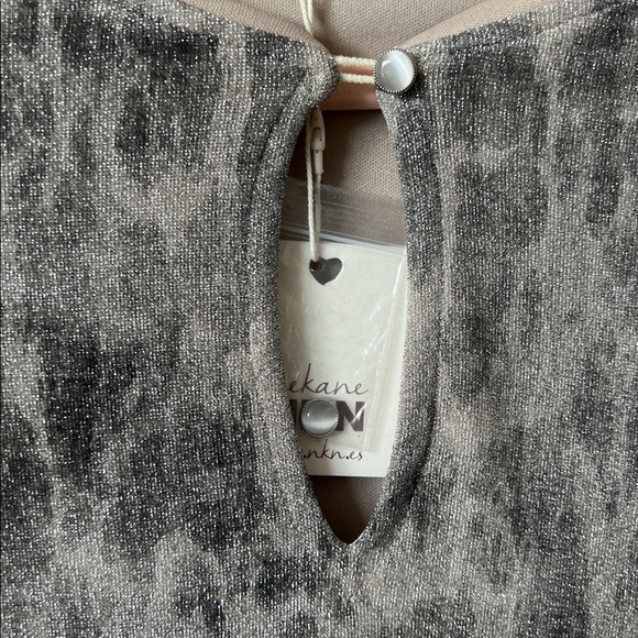 NKN Nekane Lurex Tie Dye Midi Dress Gray Taupe Long Sleeve Keyhole Small NWT - Picture 8 of 11